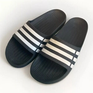 Adidas Slides Black and White Unisex Adult/Kids Preowned See Measurements